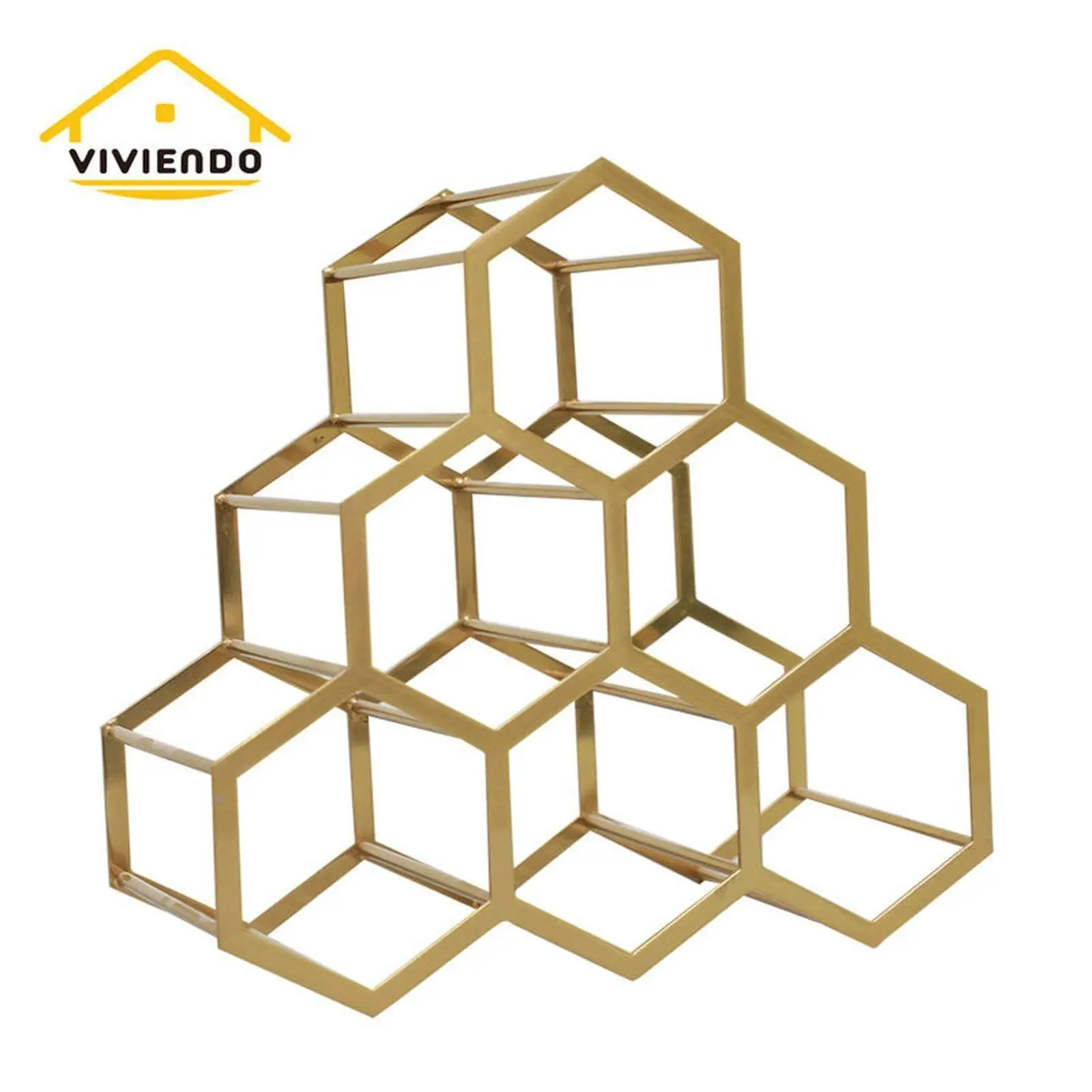 Viviendo Wine Rack Bottle Storage in bronze - Honeycomb Home Decor Table Display