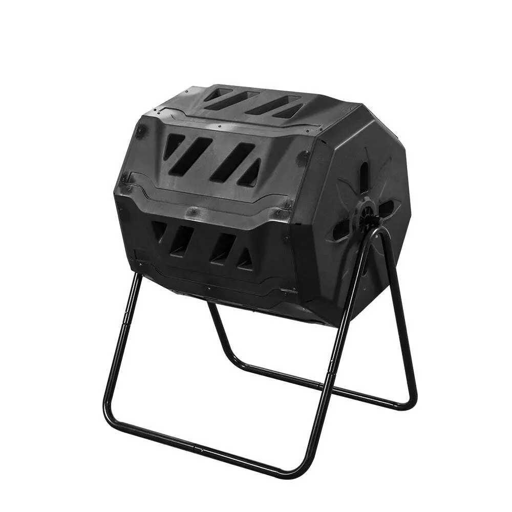 Viviendo 160L Tumbling Garden Compost Bin Heavy Duty with Easy Turn, Dual Chamber and Internal Churn Fins