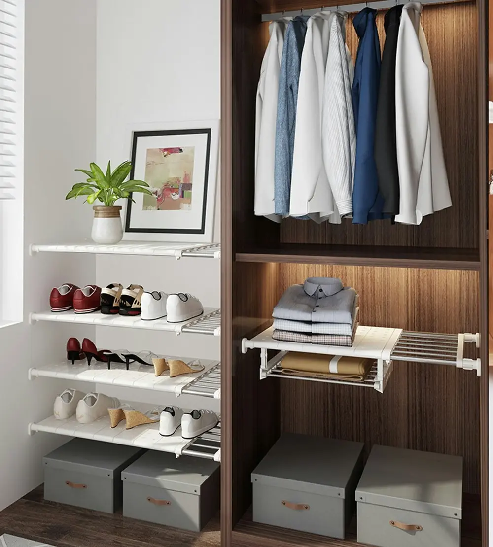 Viviendo Custom Closet Racking DIY Wall Mounted Wardrobe Organiser in Stainless Steel and ABS