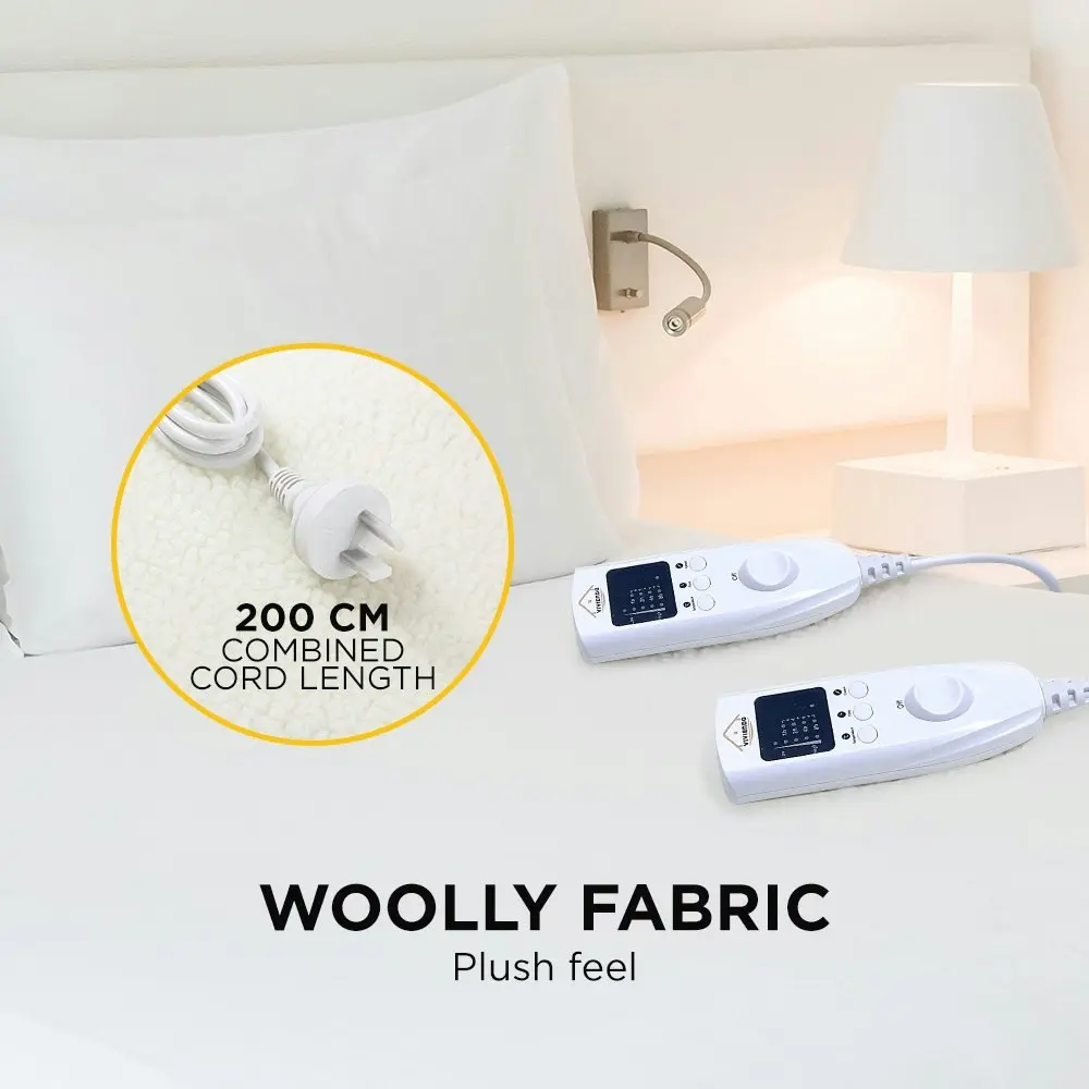 Viviendo 350 GSM Heated Electric Blanket Underlay with Synthetic Wool Top and 40cm Elastic Skirt