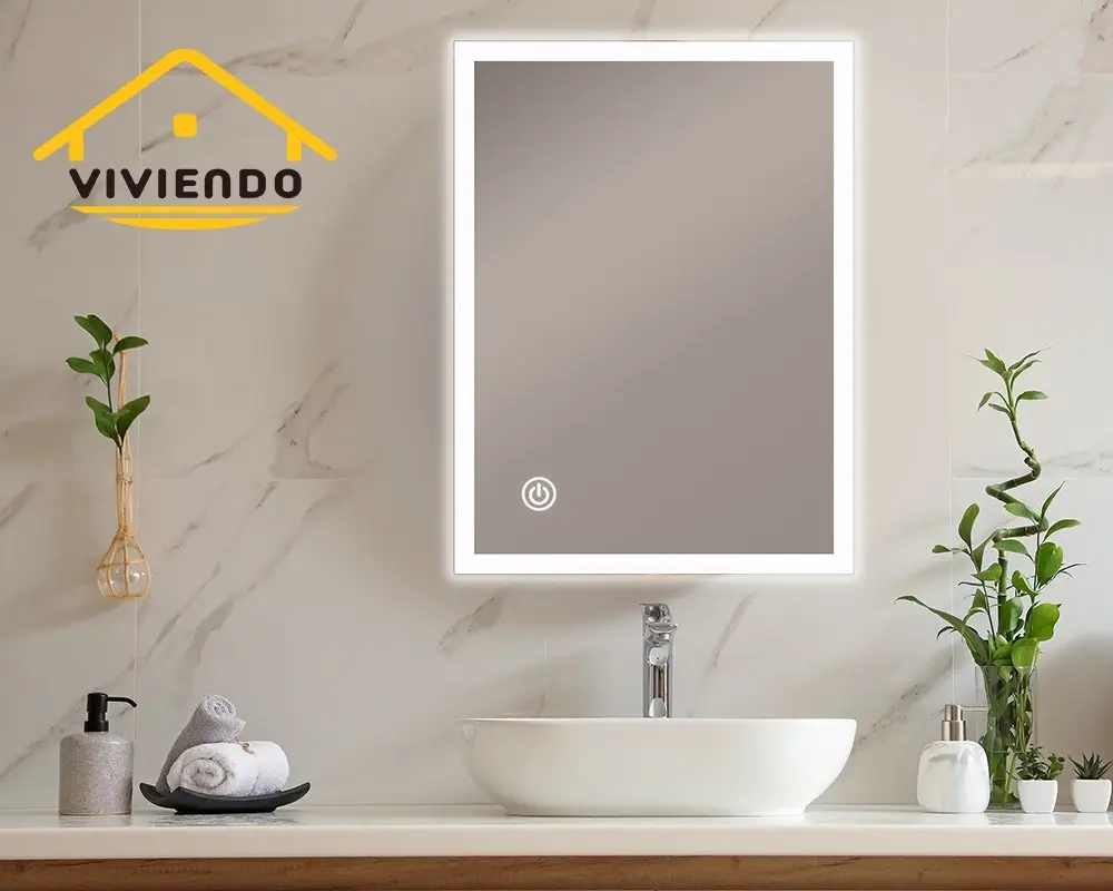 Viviendo LED Bathroom Rectangular Vanity Mirror Light Dimmable Anti-Fog Wall Mounted Touch switch Mirror Light - 60 x 80cm