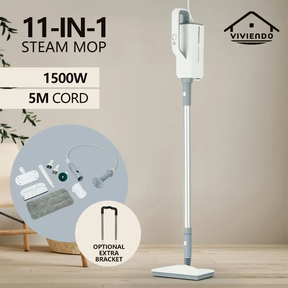 Viviendo 1500W Steam Mop & Floor Steam Cleaner with 5m Cord, Microfiber Mop Head - Bonus Attachments