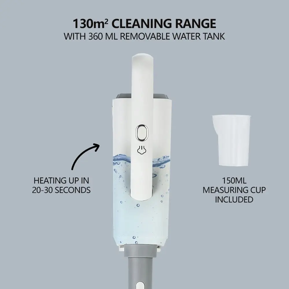 Viviendo 1500W Steam Mop & Floor Steam Cleaner with 5m Cord, Microfiber Mop Head - Bonus Attachments