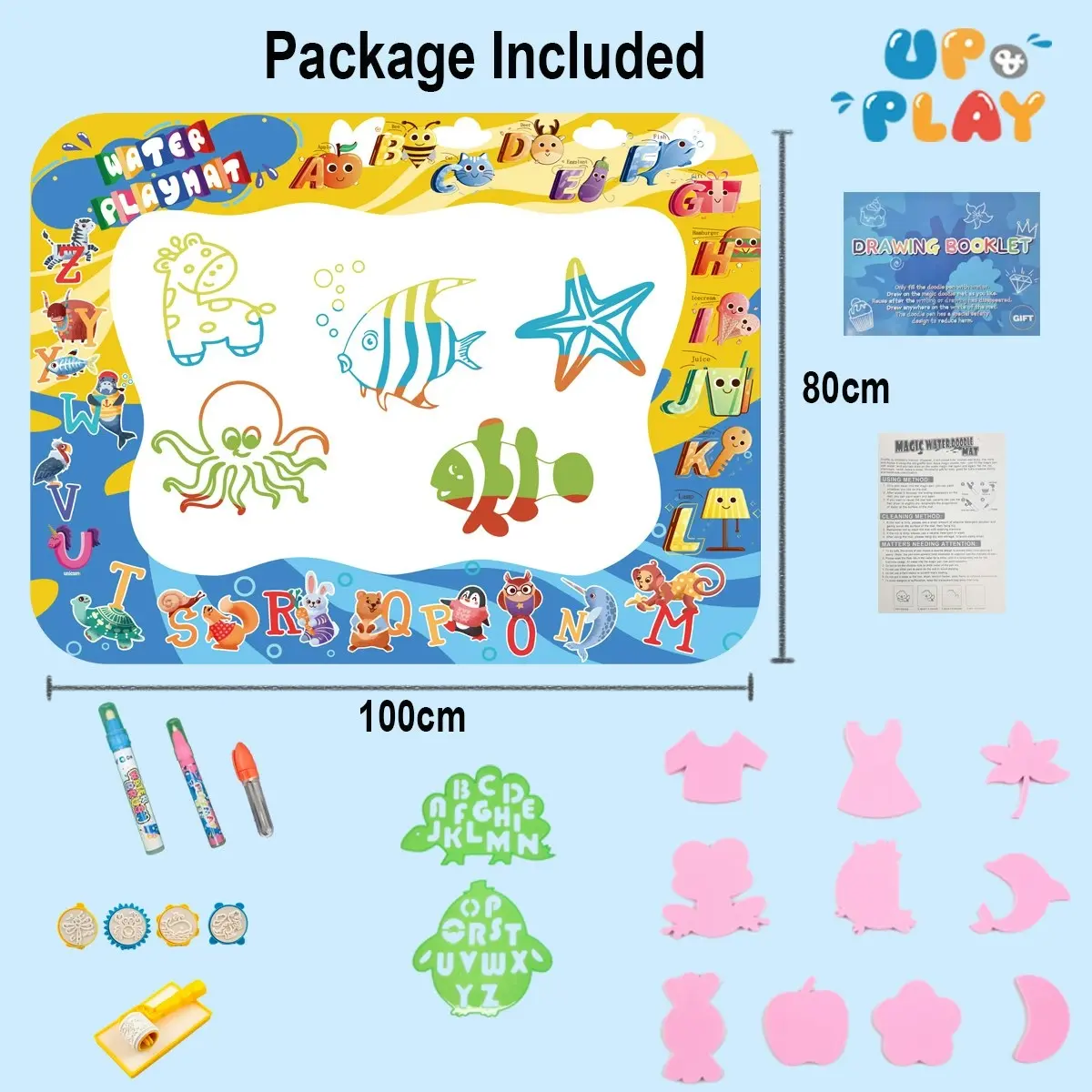 UP and Play Kids Activity Play Mat with Drawing Board Magic Pen & Bonus Accessories