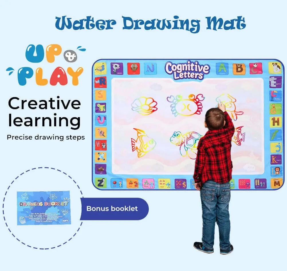 UP and Play Kids Activity Play Mat with Drawing Board Magic Pen & Bonus Accessories