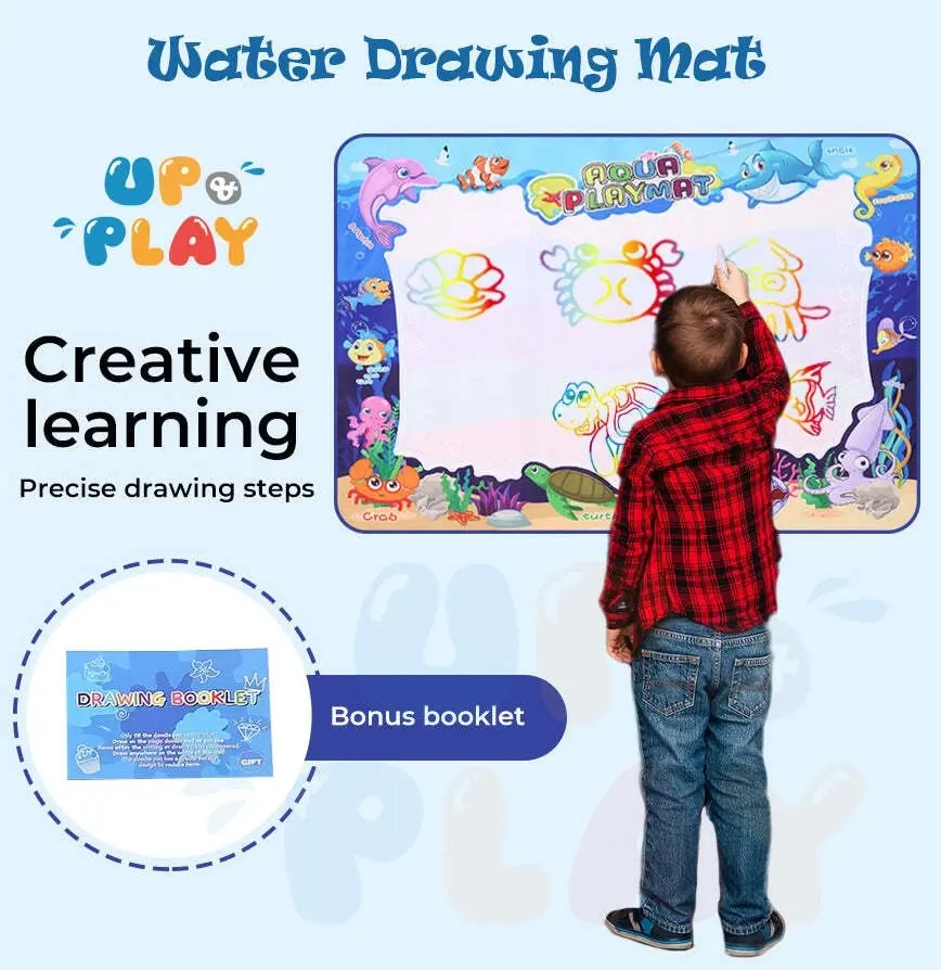 UP and Play Kids Activity Play Mat with Drawing Board Magic Pen & Bonus Accessories