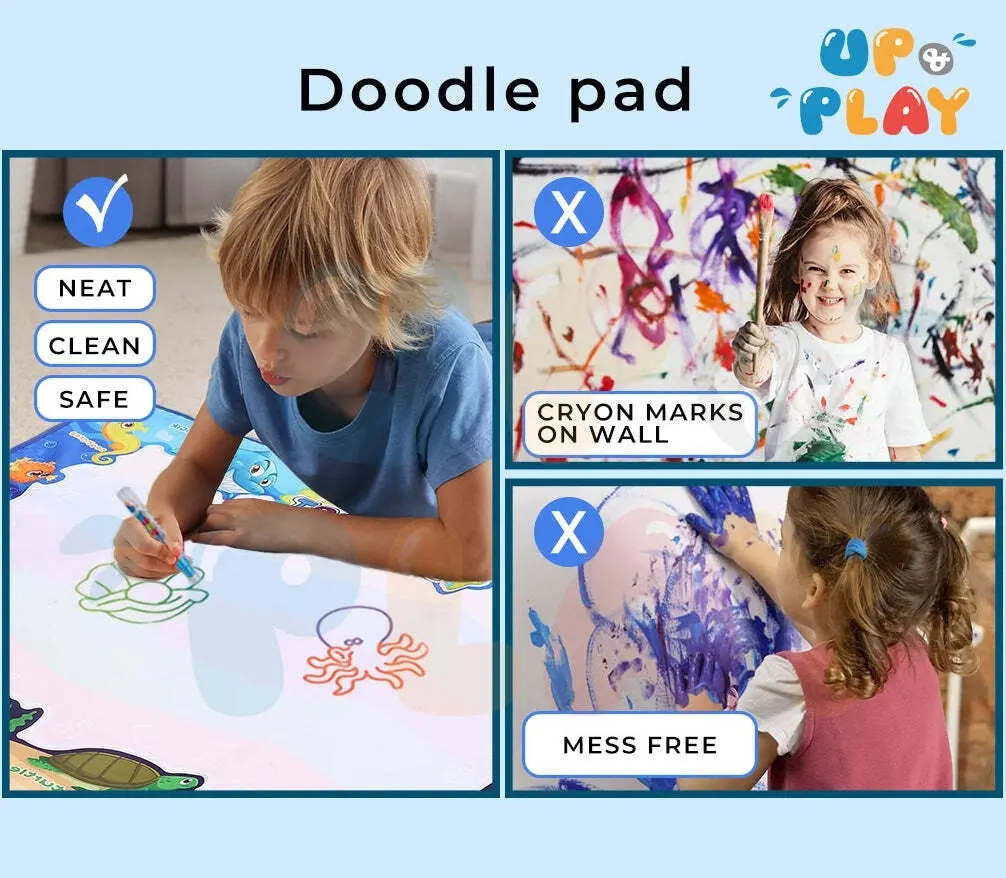 UP and Play Kids Activity Play Mat with Drawing Board Magic Pen & Bonus Accessories