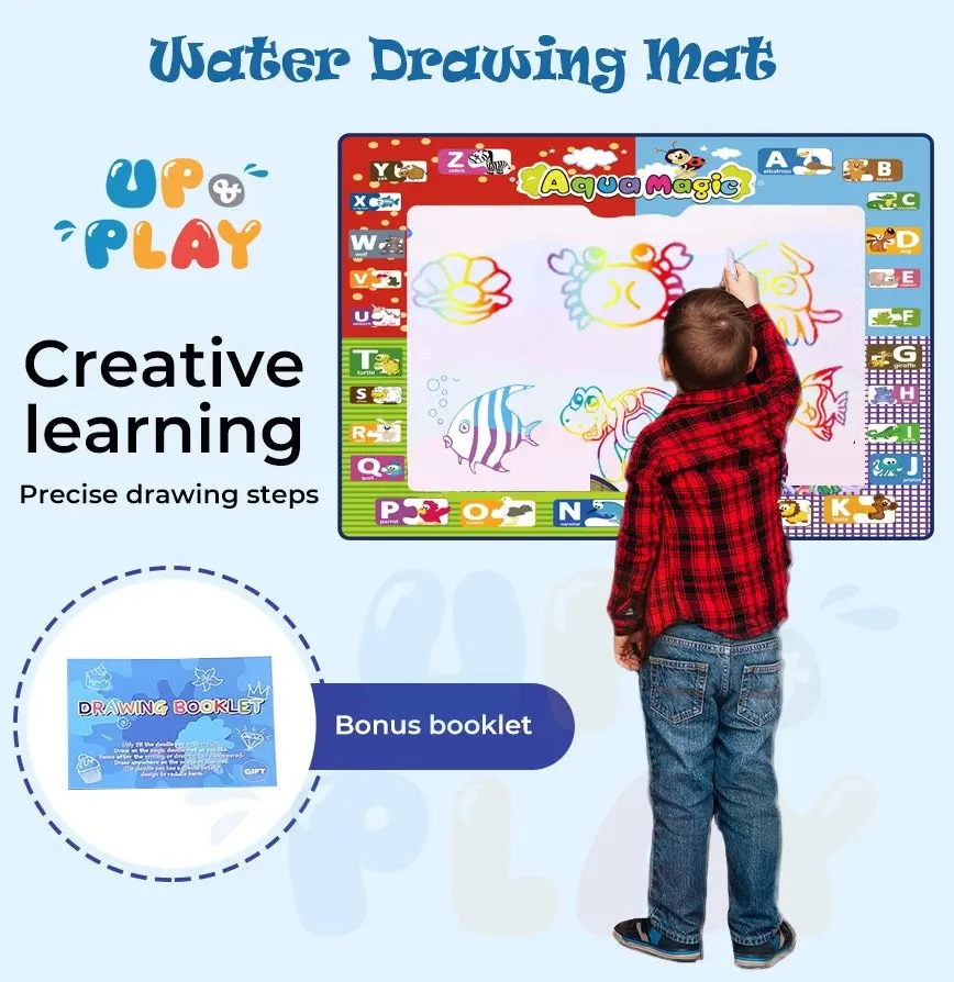 UP and Play Kids Activity Play Mat with Drawing Board Magic Pen & Bonus Accessories