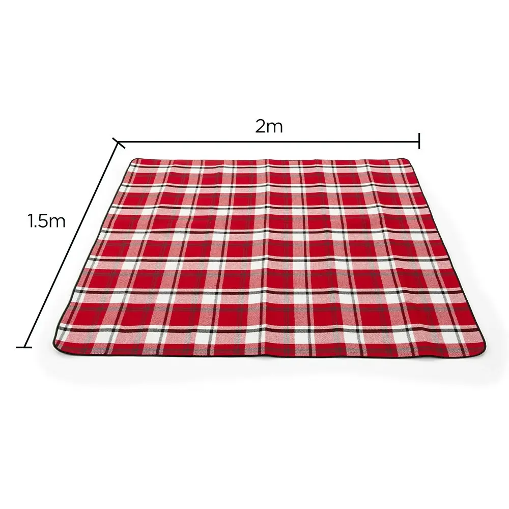 Viviendo 150x200cm Waterproof Outdoor Picnic Rug Blanket Classic - Red Tartan