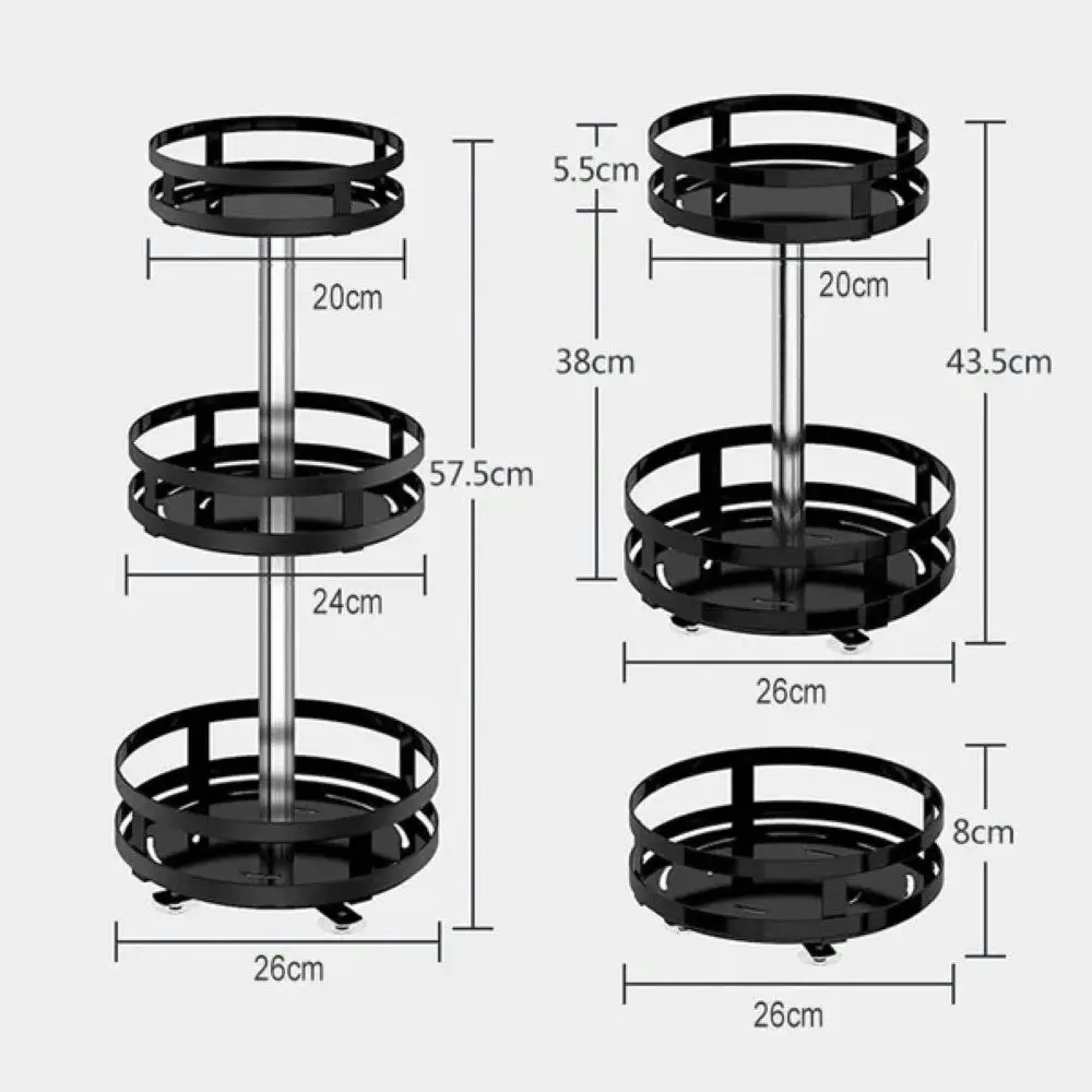 Viviendo Round Rotating Spice Rack Organsier for Pantry, Kitchen Countertop, Multitiered in Stainless Steel