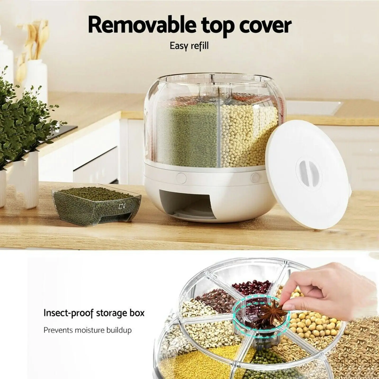 Viviendo 360 Degree Rotating Rice Cereal Dispenser Storage Container - Green