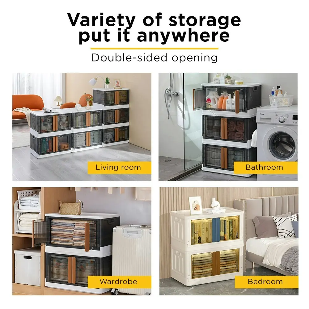 Viviendo 72L Stackable Storage Containers Large Foldable Organizer Storage Wardrobe Boxes - Orange Handle