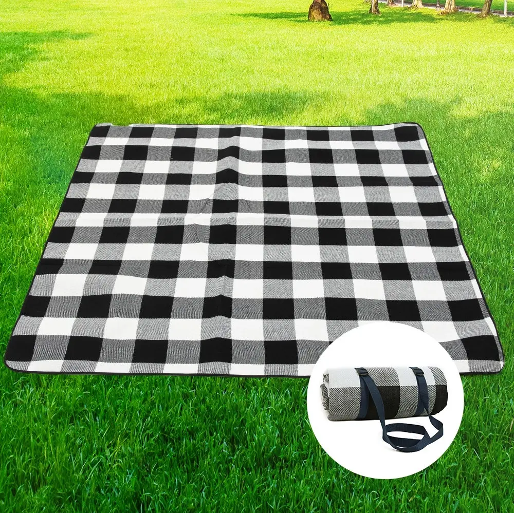 Viviendo 150x200cm Waterproof Outdoor Picnic Rug Blanket Classic - Grey Tile