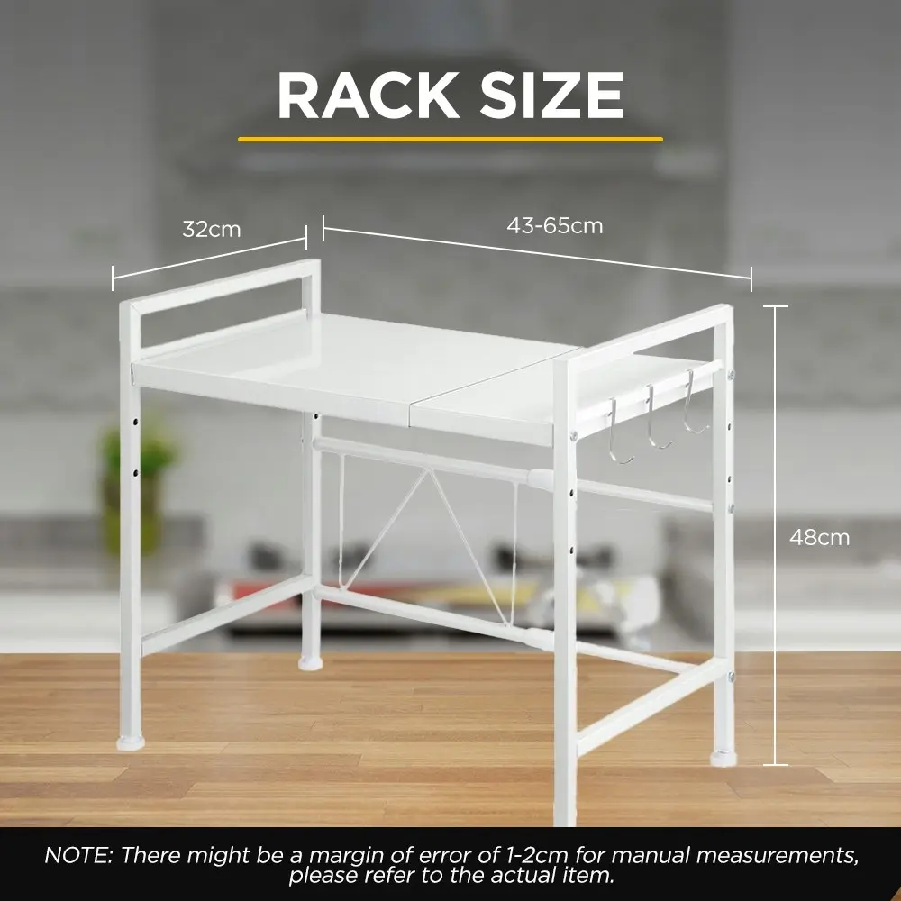 Viviendo Microwave Oven Shelf Rack Adjustable Metal Kitchen Organiser Storage 2 Tier - White