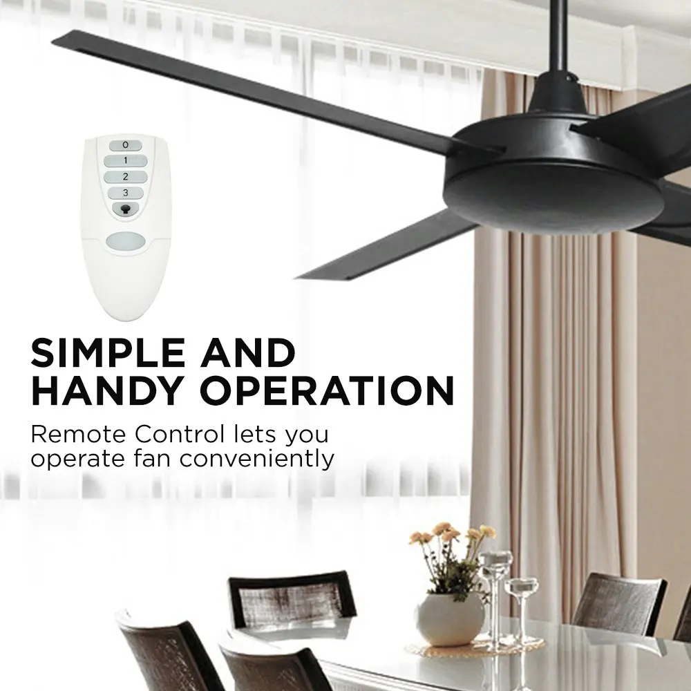 Viviendo 52 Inch 4 Blade Ceiling Fan with 3 Speed Remote Control - Silver