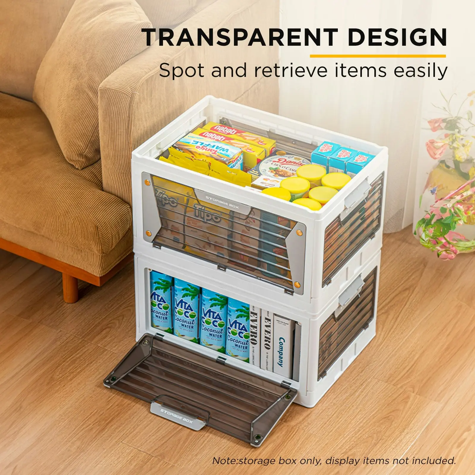 Viviendo Five-sided open-door Stackable Folding Storage Box with wheels - 100L Extra Large Capacity