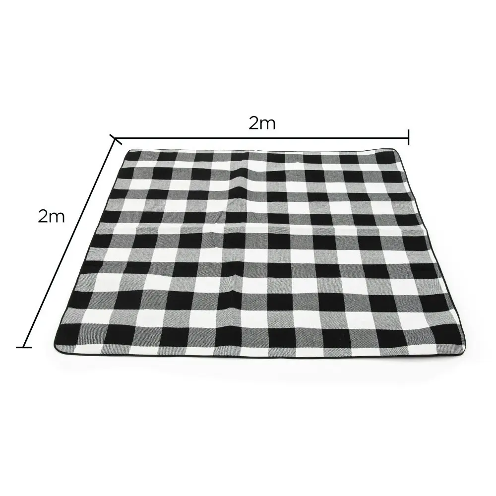 Viviendo 200x200cm Waterproof Outdoor Picnic Rug Blanket Classic - Grey Tile