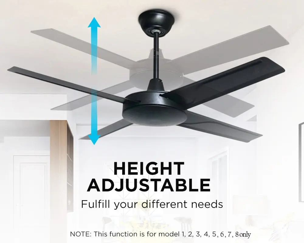 Viviendo 52 Inch 4 Blade Ceiling Fan with 3 Speed Remote Control - Brown