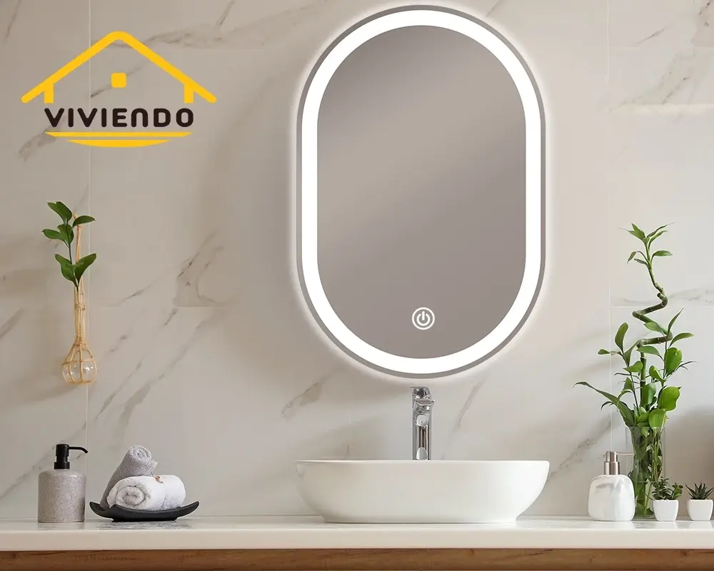 Viviendo LED Anti-Fog Mirror 50cm x 75cm Oval Wall Mounted Bathroom Vanity Dimmable LED Light with Touch Switch