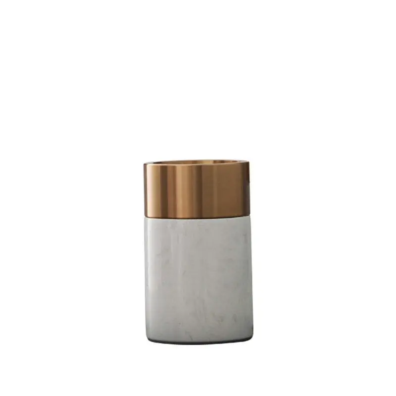 Viviendo Decorative Gold Peak Flower Vase in Aluminium & Marble Stone