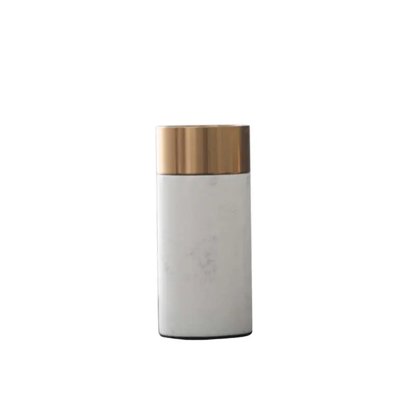 Viviendo Decorative Gold Peak Flower Vase in Aluminium & Marble Stone