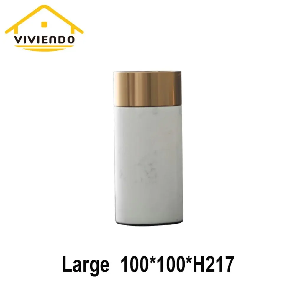 Viviendo Decorative Gold Peak Flower Vase in Aluminium & Marble Stone