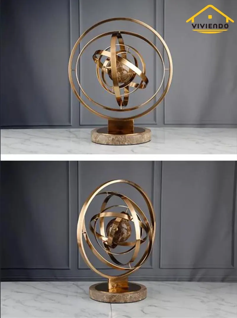 Viviendo Planetary Bronze & Marble Globe of world Ornament