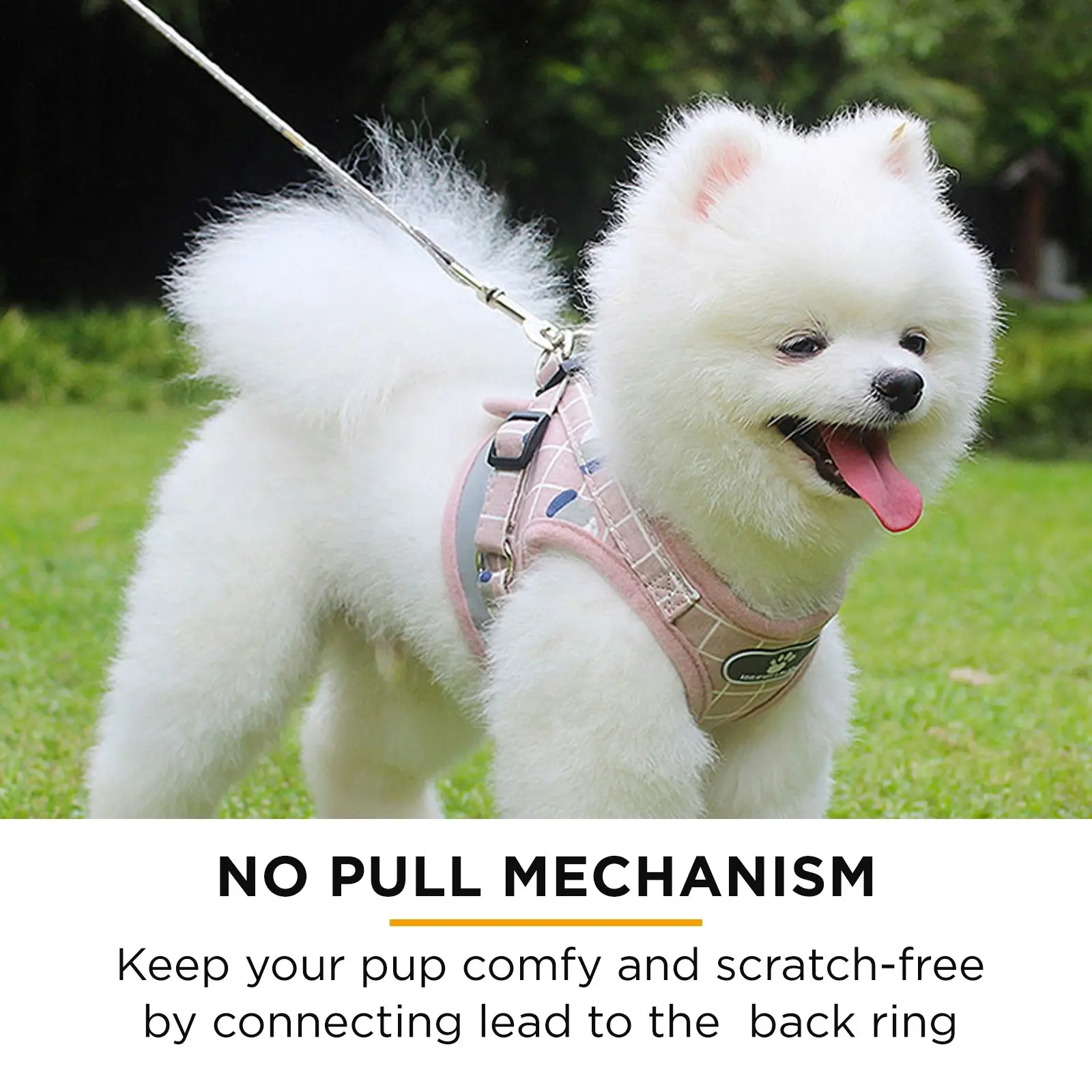 Furbulous No Pull Cat Small Dog Harness and Lead Set Adjustable Reflective Step-in Vest Harnesses  - Pink M