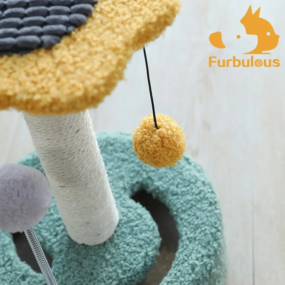 Furbulous Daisy Cat Scratching Post with 2 Bobs and Play Compartment