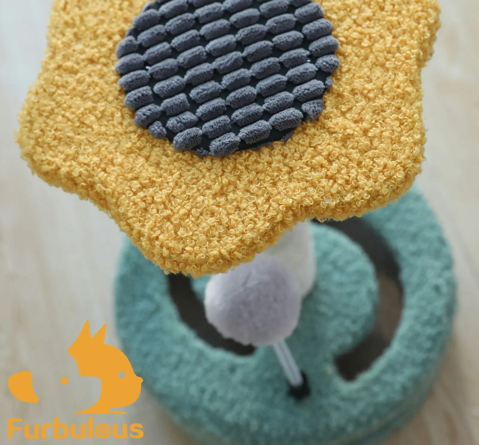 Furbulous Daisy Cat Scratching Post with 2 Bobs and Play Compartment