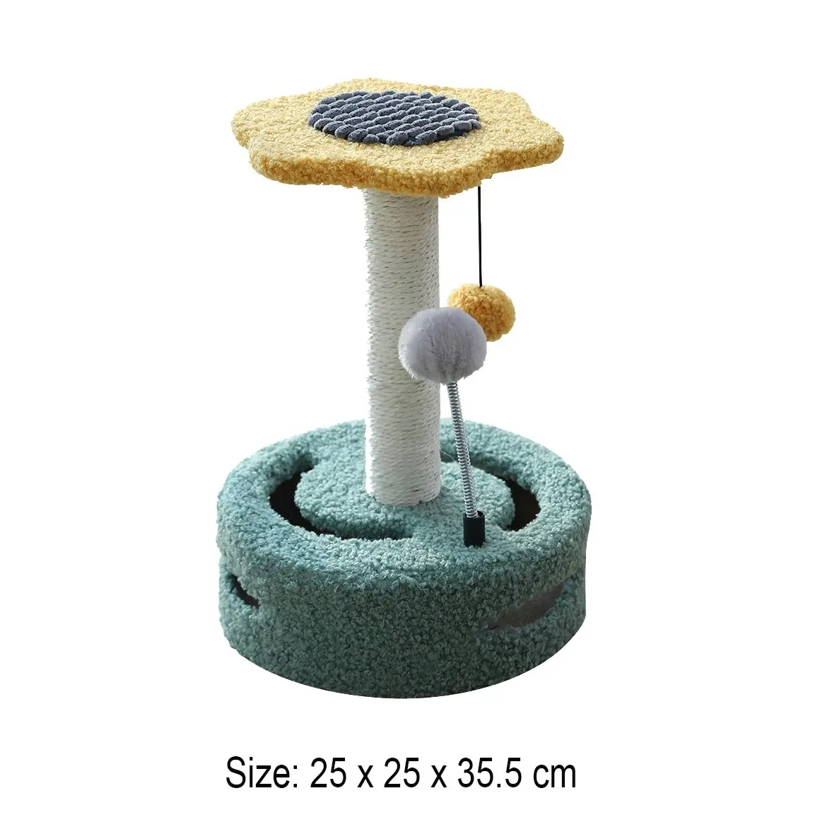 Furbulous Daisy Cat Scratching Post with 2 Bobs and Play Compartment