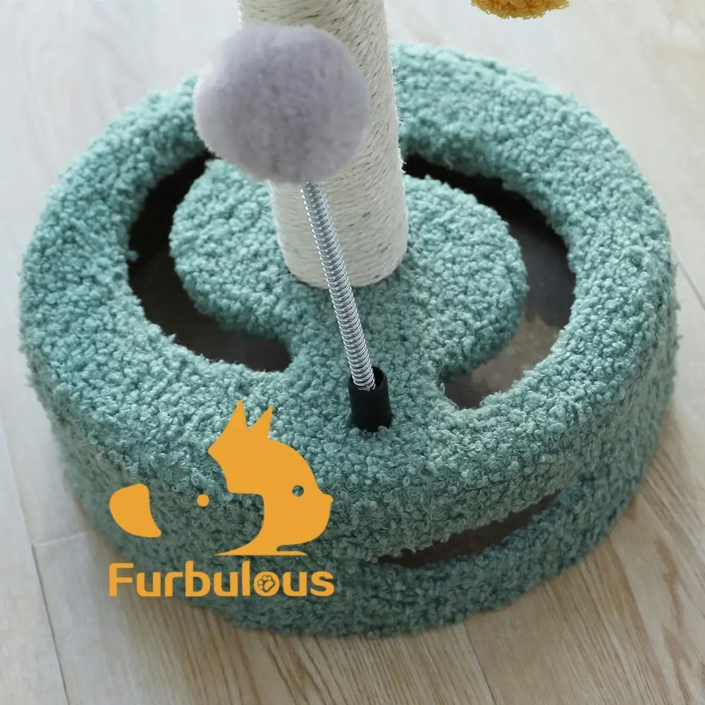 Furbulous Daisy Cat Scratching Post with 2 Bobs and Play Compartment