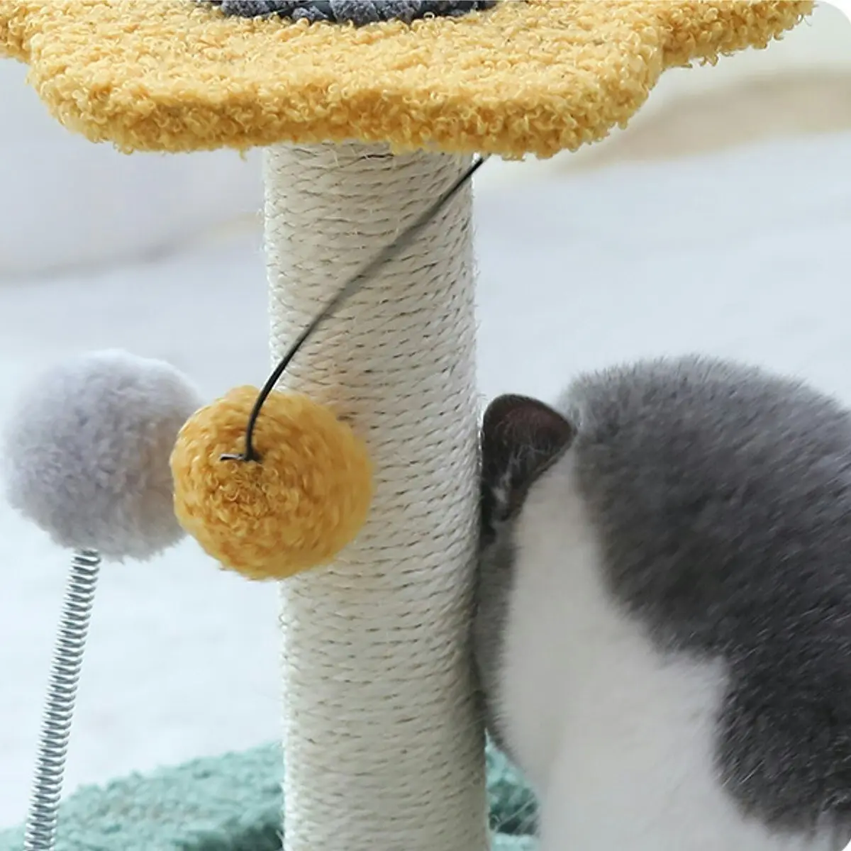 Furbulous Daisy Cat Scratching Post with 2 Bobs and Play Compartment