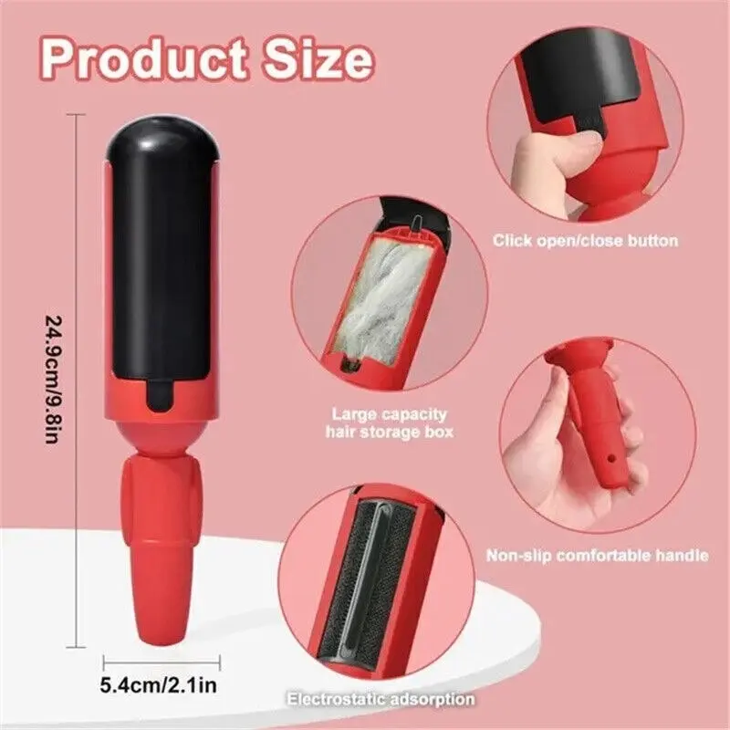 Furbulous Pet Hair Remover Roller Self Cleaning Hair Remover Fur Removal for Dog and Cat - Red