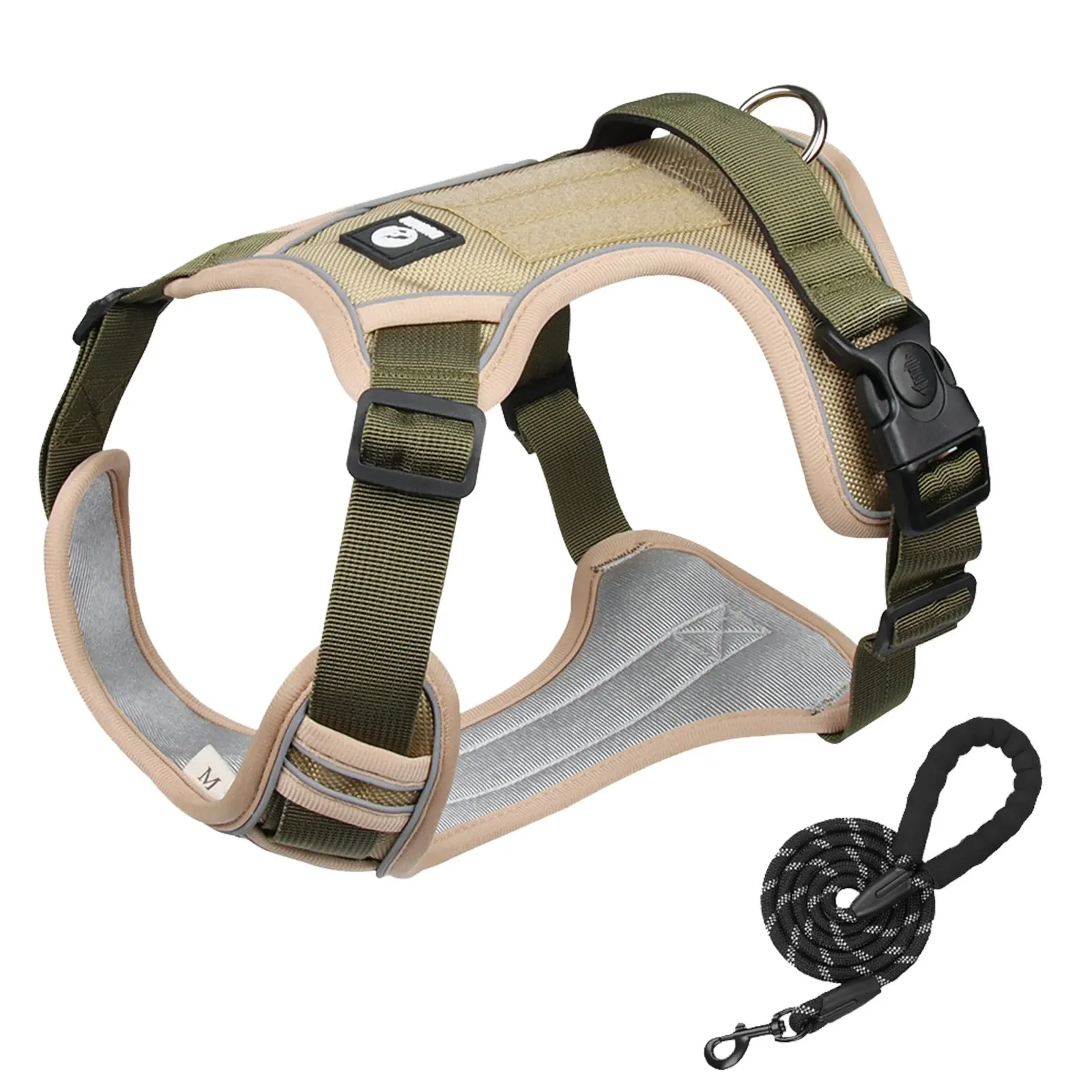 Furbulous Tactical Dog Harness Adjustable No Pull Pet Harness Reflective Working Training Dog Harness with 1.5m Lead