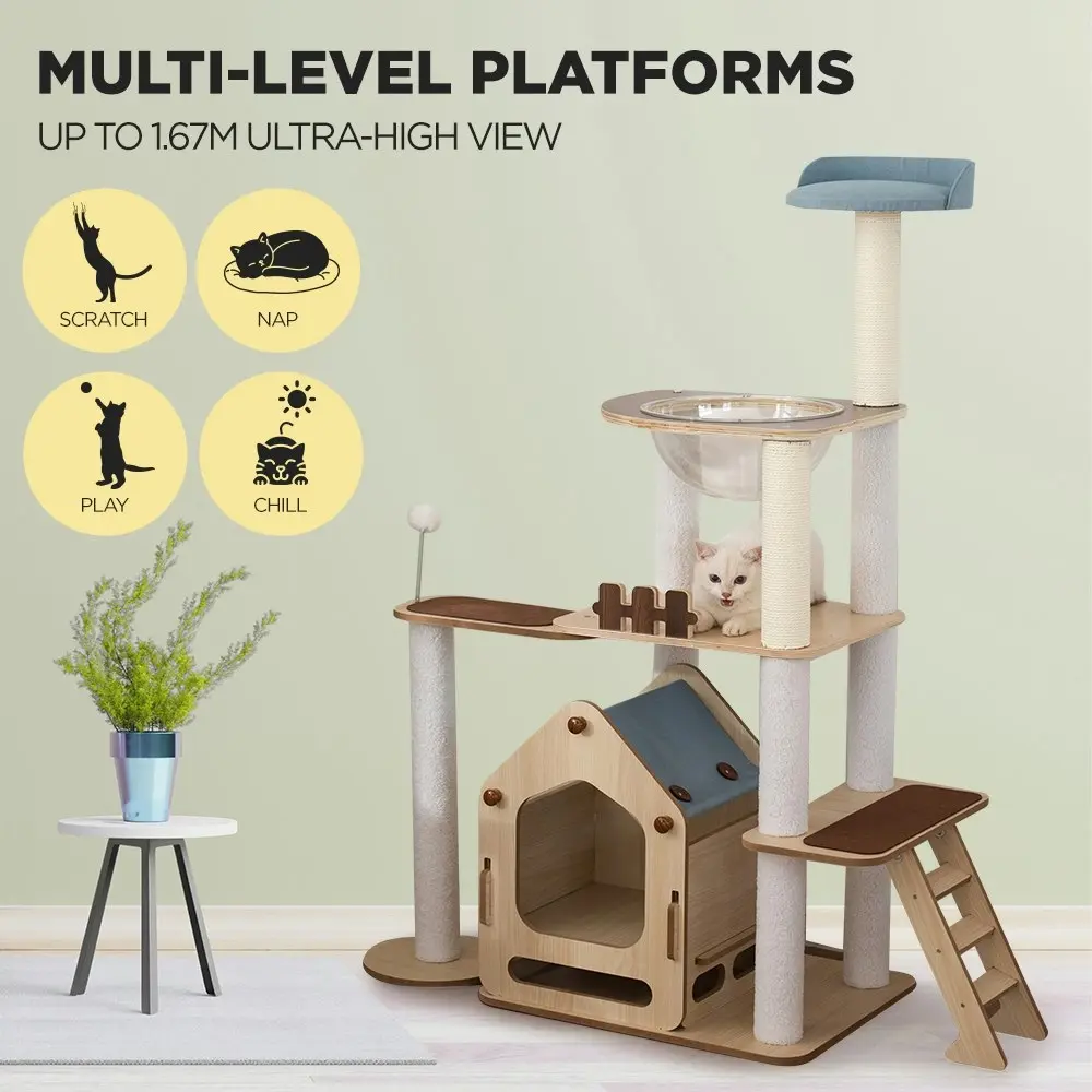 Furbulous 1.46m Cat Tree Mega Cat Tower and Scratching Post - Windmill style