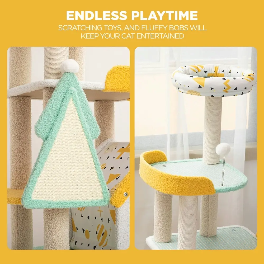 Furbulous 1.3m Cat Tree Tower & Scratching post with Cooling Straw Mat - Fairy Land