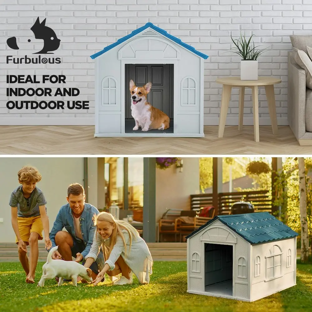 Furbulous Dog House and Indoor Outdoor Heavy Duty Dog Kennel - Tiled Roof