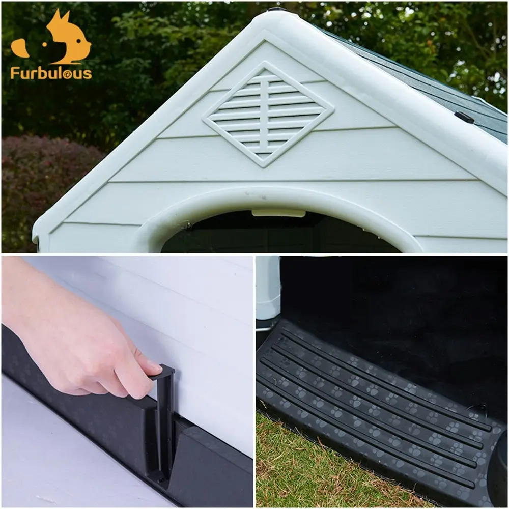 Furbulous Dog Kennel and Indoor Outdoor Heavy Duty Dog House - Slate Roof