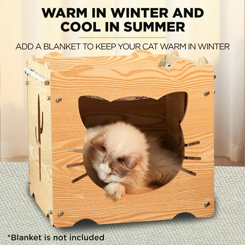 Furbulous Stackable Cat Box Wood House and Cat Nap Hammock in Kitten Style