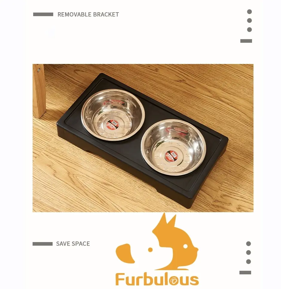 Furbulous Dual Pet Feeding Bowls and Stand with Adjustable Height