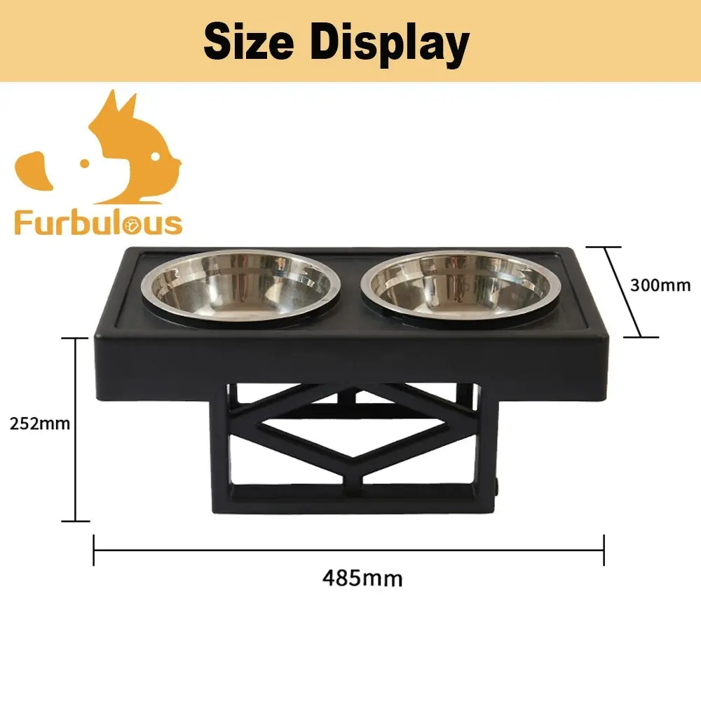 Furbulous Dual Pet Feeding Bowls and Stand with Adjustable Height