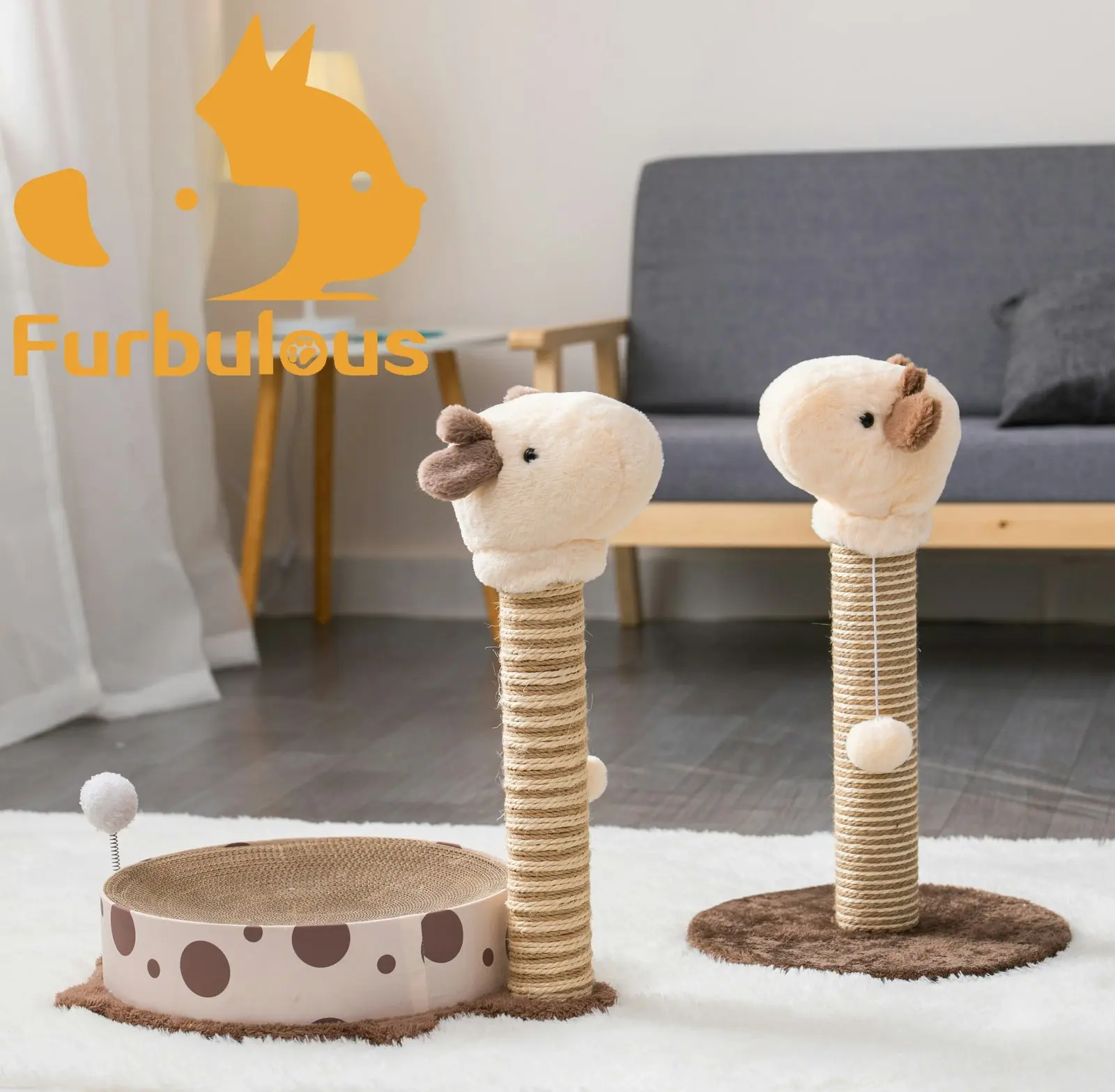 Furbulous Giraffe Cat Scratching Post Sisal Vertical Cat Scratcher Toy