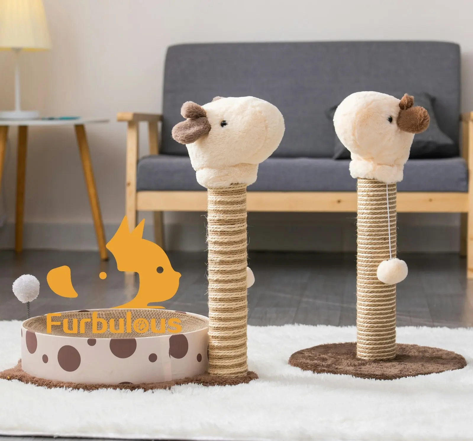 Furbulous Giraffe Cat Scratching Post Sisal Vertical Cat Scratcher Toy