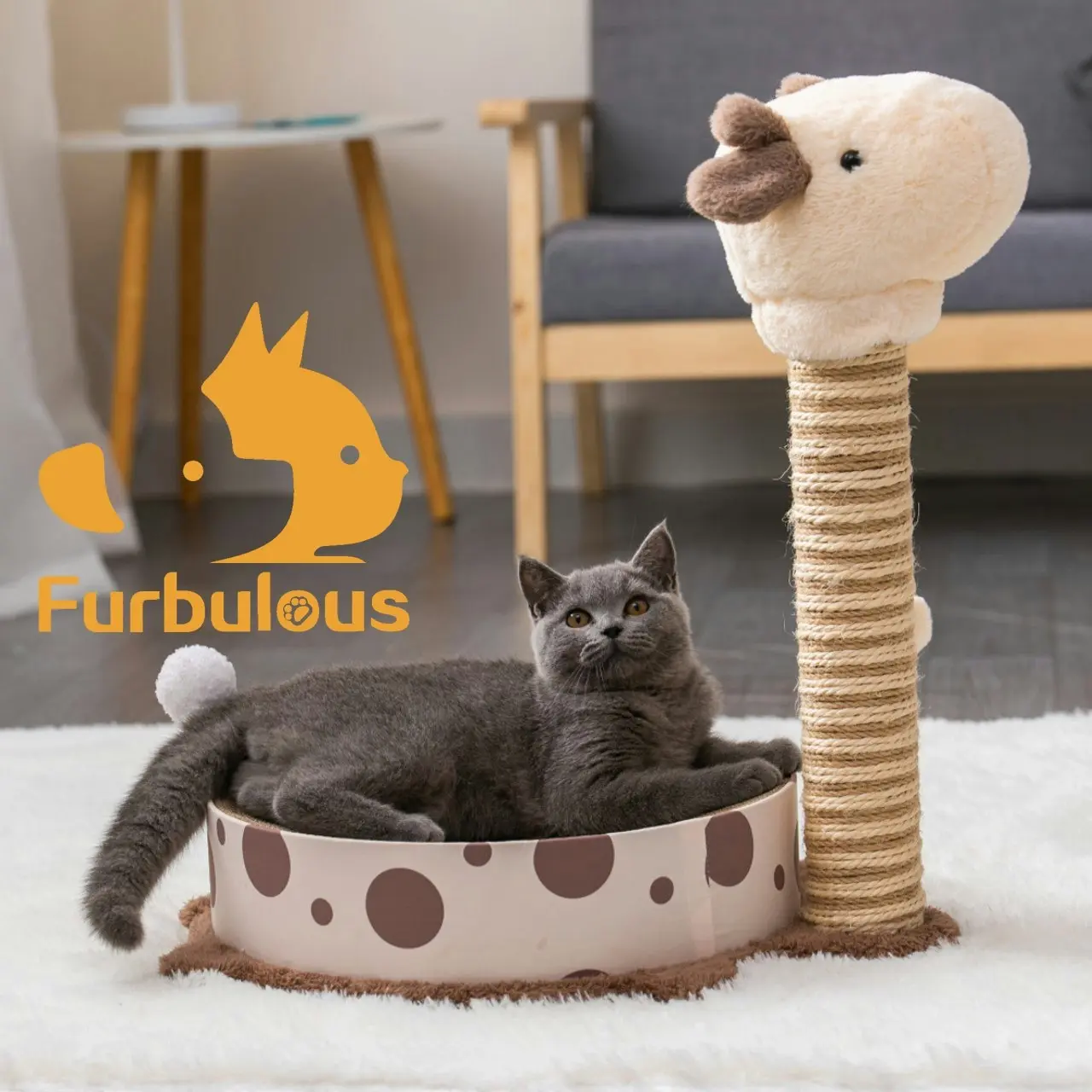 Furbulous Giraffe Cat Scratching Post Sisal Vertical Cat Scratcher Toy