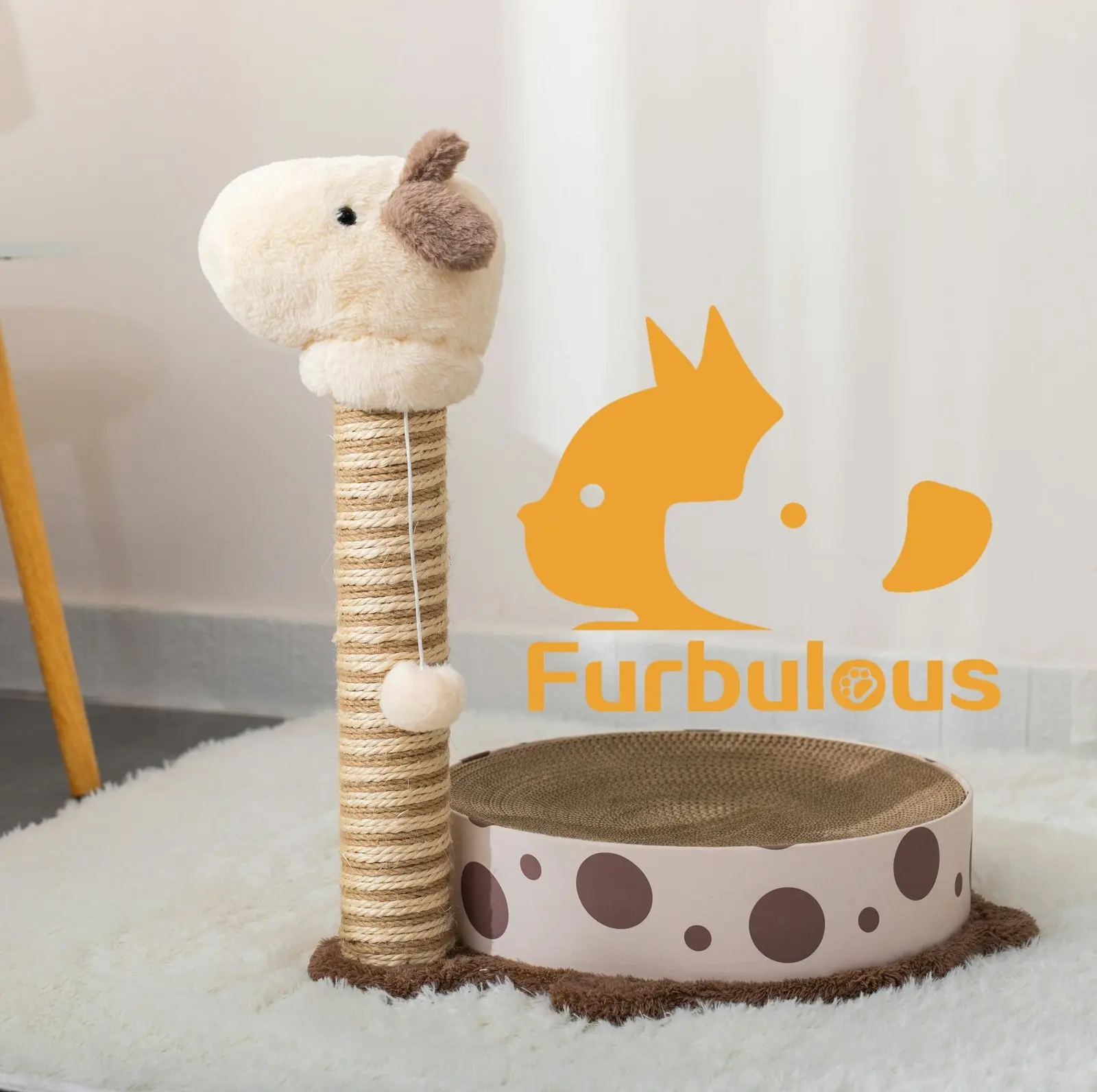 Furbulous Giraffe Cat Scratching Post Sisal Vertical Cat Scratcher Toy