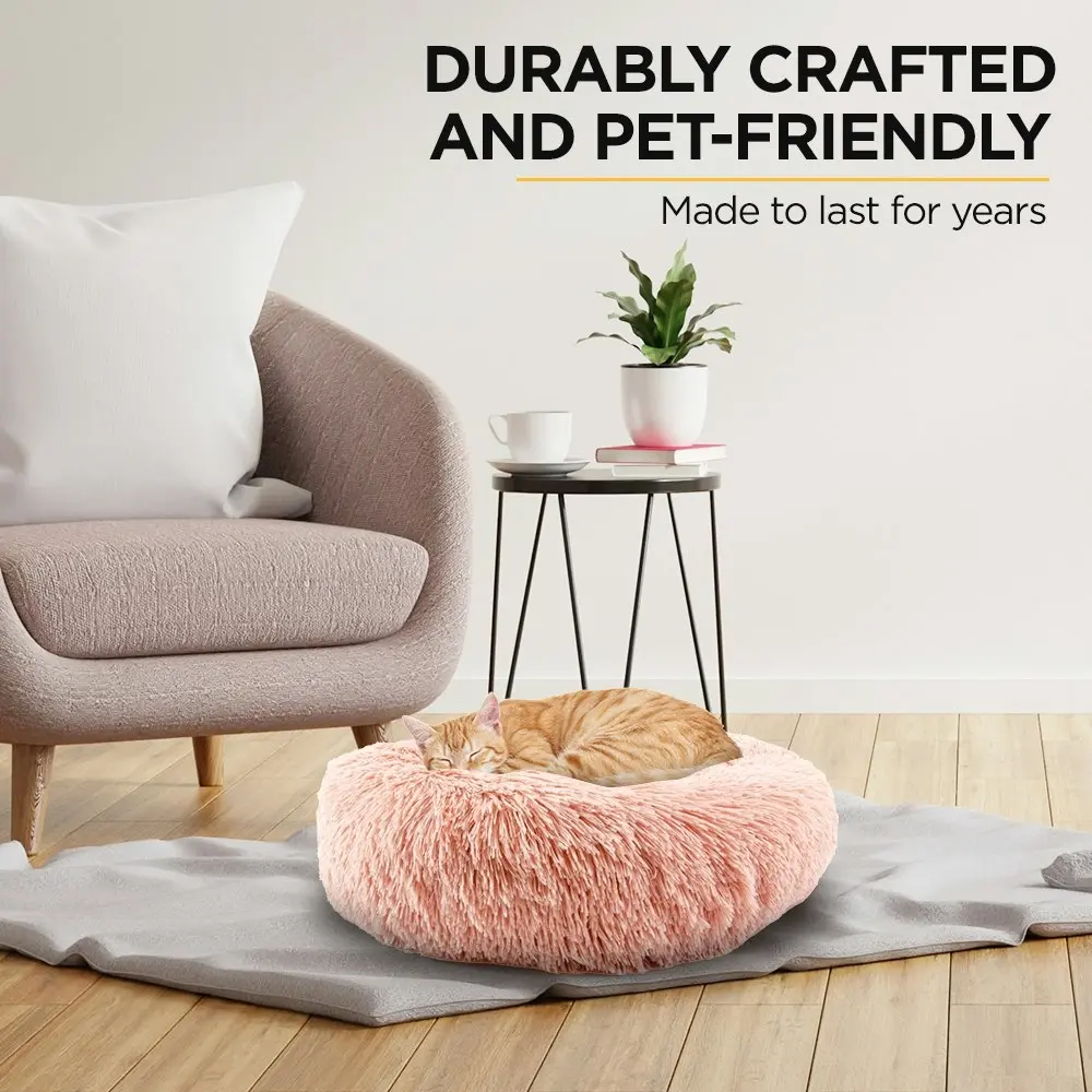 Furbulous Calming Dog or Cat Bed in Pink - Xlarge - 80cm Diameter