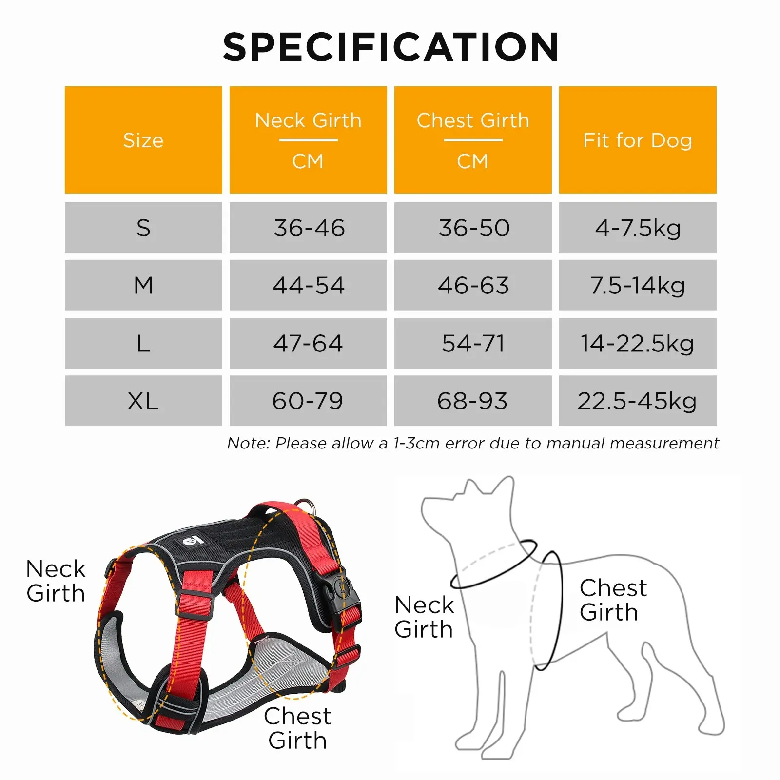 Furbulous Tactical Dog Harness Adjustable No Pull Pet Harness Reflective Working Training Dog Harness with 1.5m Lead - Khaki XL