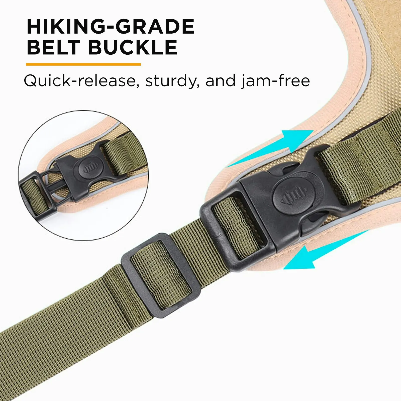 Furbulous Tactical Dog Harness Adjustable No Pull Pet Harness Reflective Working Training Dog Harness with 1.5m Lead - Khaki XL