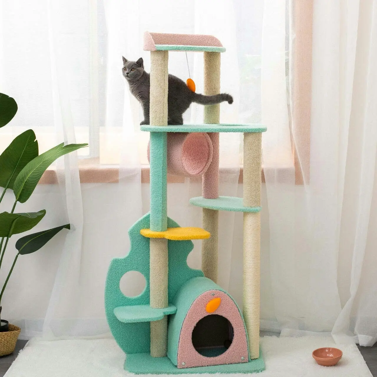 Furbulous 1.46m Cat Tree Scratching post and Adventure Cat tower - Green Leaf